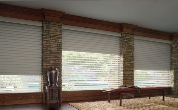 Silhouette Blind Room Darkening — Innovating Duolite System from Hunter Douglas — Back roller shade provides light blocking for better sleep