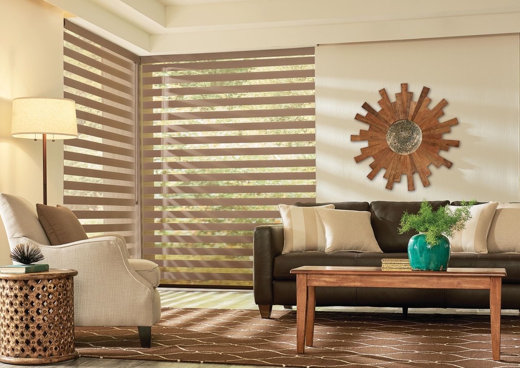 Zebra Blinds Living Windows — Make your home look elegant with Sheer Roller Blinds. Fabric softness with a sleek look is what you get with banded shades.