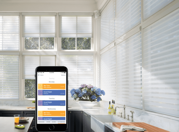 Motorized Blinds Kitchen - Silhouette Blinds in the Kirchen Area using Motorized Control System. Use the mobile app to operate the shade