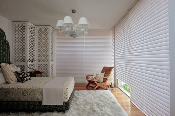 Silhouette Light Dimming Shade — Two choices of fabric: Translucent and Light Dimming Fabric. Control the light and mood in your bedroom